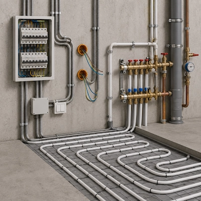 Instalace – elektro, voda a topení